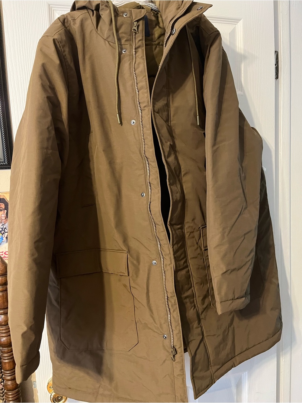 Men's Brown Hooded Parka Jacket Amazon Essentials XL NWT